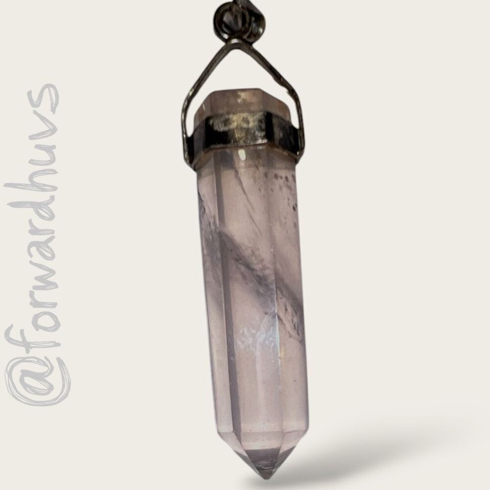 Rose Quartz Crystal Point Pendant with Untested Silver Bale – 1.5”
